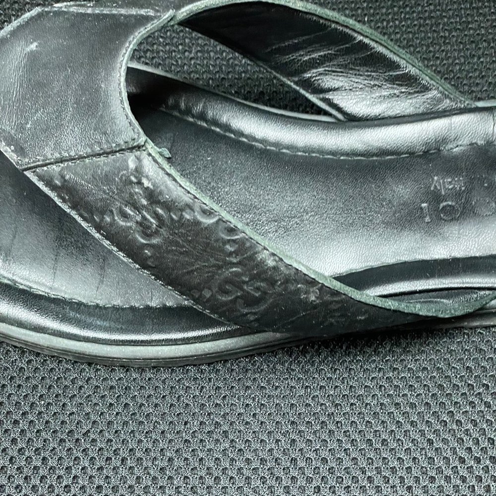 Gucci Men's Guccissima Leather Thong Sandals Flip-Flops Black Size 9 - Picture 7 of 8